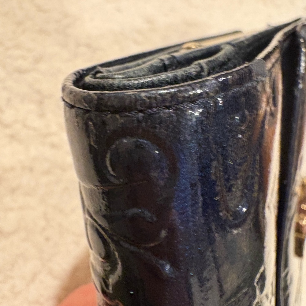 RARE Vivienne Westwood Dark Blue/Navy Genuine Patent Leather Trifold Wallet - Picture 2 of 10